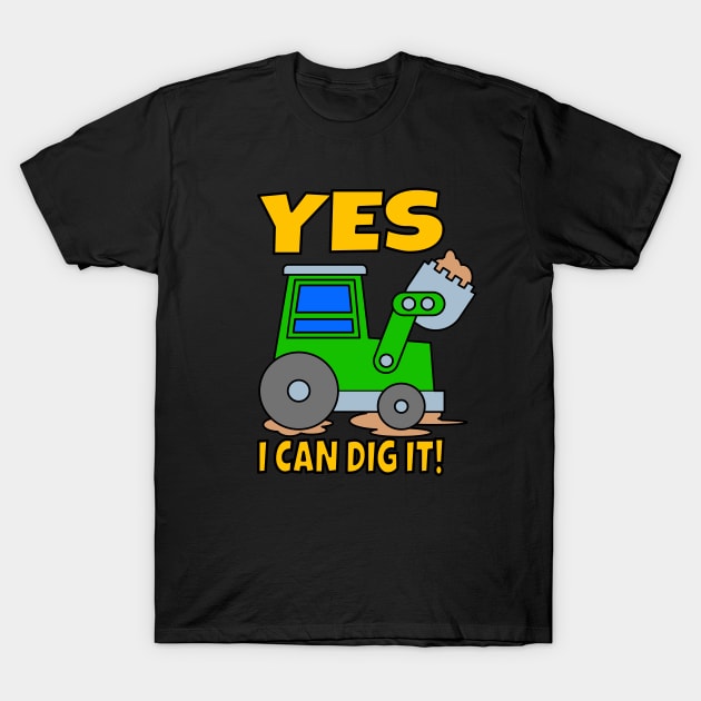 Kids Green Farm Tractor Digger Funny Saying Gift T-Shirt by Maljonic